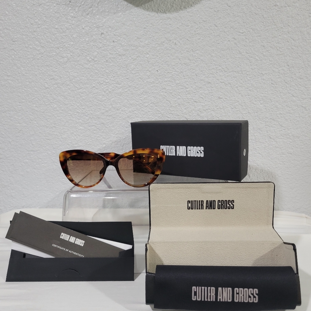 Cutler & Gross 1350 56mm  Sunglasses In Sticky Toffee Tortoise $425 Retail New